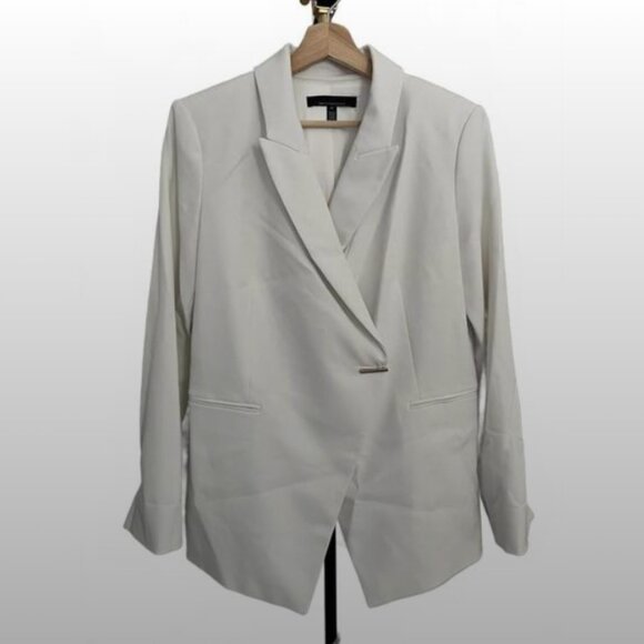 White House Black Market Ecru Metal Tab Button Studio Blazer, Size 14 - Picture 1 of 1